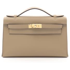 Hermès-Hermes Mini Pochette Kelly Beige Handbag-Brown,Beige