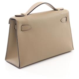 Hermès-Hermes Mini Pochette Kelly Beige Handbag-Brown,Beige