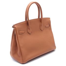 Hermès-Hermes Birkin 30 Officer Handbag Brown/Yellow-Brown