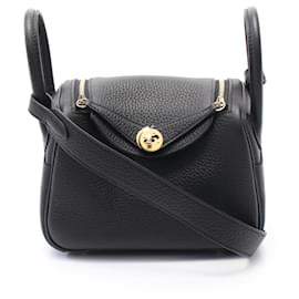 Hermès-Hermes Lindy Mini Leather Shoulder Bag-Black