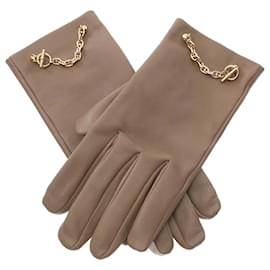 Hermès-Gants en cuir d'agneau Hermes-Marron