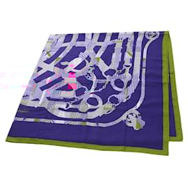 Hermès-Écharpe Cavalcadour en soie et cachemire Hermes-Violet