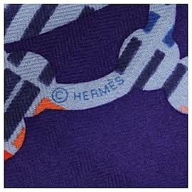 Hermès-Écharpe Cavalcadour en soie et cachemire Hermes-Violet