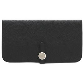 Hermès Hermes Dogon Long Bifold Wallet Black Black