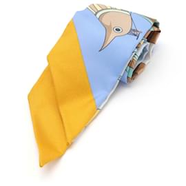 Hermès-Écharpe Twilly en soie Hermes bleu clair-Bleu