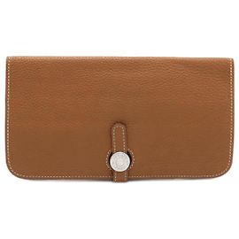 Hermès Hermes Leather Dogon Long Bifold Wallet Brown