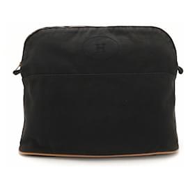 Hermès-Pochette Bolide TGM en toile et cuir Hermes-Noir