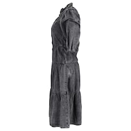 Ba&Sh- Ba&Sh Willow Tiered Midi Dress in Black Cotton Denim-Black