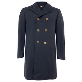 Thom Browne Long Classic Peacoat In Navy Blue Wool Blue Navy blue