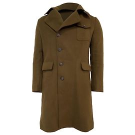 Giorgio Armani Overcoat in Khaki Virgin Wool Green Khaki