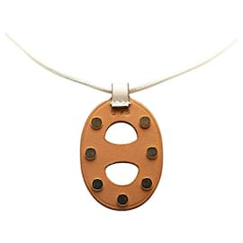 Hermès-Hermes Chaine d'Ancre PM Studded Necklace-Brown,Beige