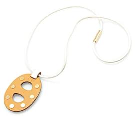 Hermès-Hermes Chaine d'Ancre PM Studded Necklace-Brown,Beige