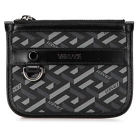 Pochette en cuir PVC La Greca de Versace Noir