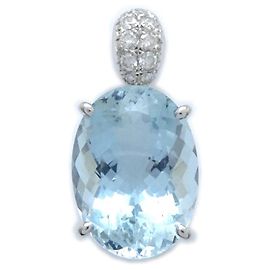 Tasaki Aquamarin-Diamant-Anhänger K18WG Weiß