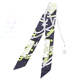 Hermès-Foulard en soie Twilly Queen of Hearts d'Hermès-Bleu