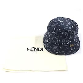 Fendi-Chapéu bucket reversível em nylon com logo FF da Fendi-Azul