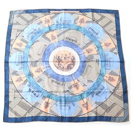 Hermès Lenço de seda Hermes JEU DES OMNIBUS ET DAMES Azul