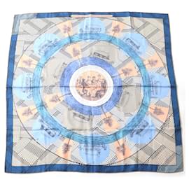 Hermès-Écharpe en soie Hermes JEU DES OMNIBUS ET DAMES-Bleu