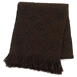 Louis Vuitton-Cachecol Monogram de Lã e Seda Louis Vuitton-Marrom