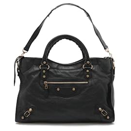 Balenciaga-Balenciaga Leather Giant City Editor Bag-Black
