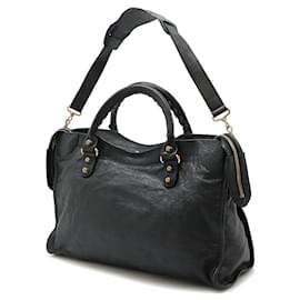 Balenciaga-Balenciaga Leather Giant City Editor Bag-Black
