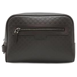 Gucci-Gucci Microguccissima Leather Clutch Bag-Brown