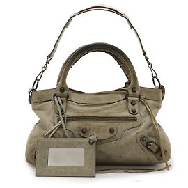 Bolsa de couro Balenciaga The First Marrom Bege
