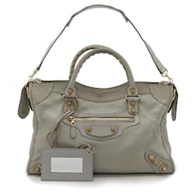 Balenciaga-Balenciaga Leather Giant City Editor Bag-Grey