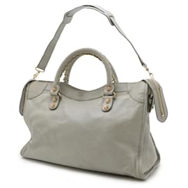 Balenciaga-Balenciaga Leather Giant City Editor Bag-Grey