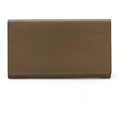 Hermès-Hermes Leather Silk Long Wallet-Grey