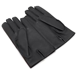 Hermès-Gants H en cuir de cerf Hermes noirs-Marron
