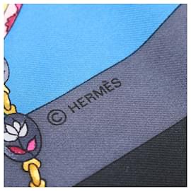 Hermès-Écharpe en soie Hermès noire multicolore-Noir