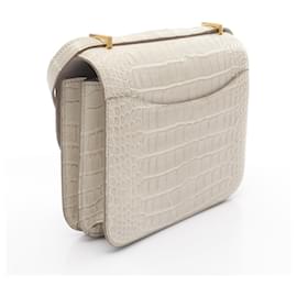 Hermès-Hermes Constance 3 Mini Alligator Shoulder Bag-Brown,Beige