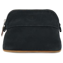 Hermès-Pochette Bolide en toile et cuir Hermès-Noir
