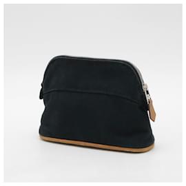 Hermès-Pochette Bolide en toile et cuir Hermès-Noir