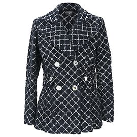 Blazer duplo em tweed de algodão preto da Chanel Preto