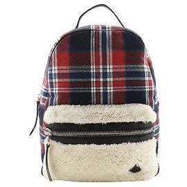 Moncler Backpack Cotton Wool Nylon Check Red