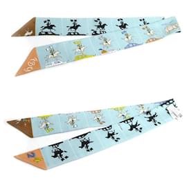 Hermès-Foulard en soie Twilly Hermes HERMES PARADE-Marron