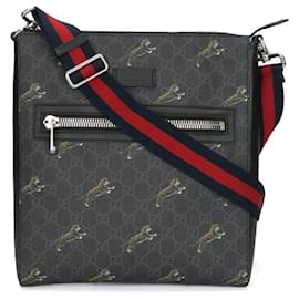 Gucci-Gucci GG Supreme Canvas Shoulder Bag 474137-Black