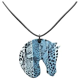 Hermès-Hermes Tatersall GM Jungle Love Rainbow Necklace-Blue