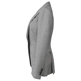 Alexander Mcqueen- Alexander Mcqueen Single-Breasted Blazer in Grey Wool-Grey