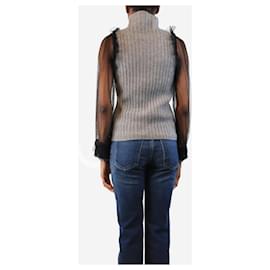 Autre Marque-Aviu Grey ribbed knit with tulle sleeves - size UK 8-Grey