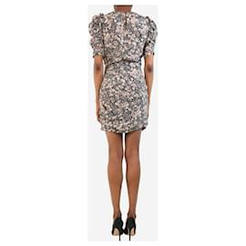 Isabel Marant-Black floral ruched mini dress - size UK 8-Black