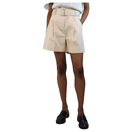 Autre Marque-Cream canvas belted shorts - size UK 6-Cream