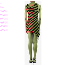 Autre Marque-Red and black asymmetric striped cutout mini dress - size UK 6-Red