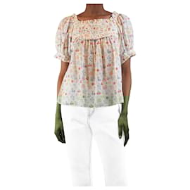 Autre Marque-Cream floral printed top - size XS-Cream