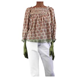 Autre Marque-Multicolour floral square-neck cotton blouse - size XS-Multiple colors