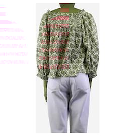 Autre Marque-Multicolour floral square-neck cotton blouse - size XS-Multiple colors
