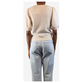 Paige Jeans-Cream puff-sleeved cashmere jumper - size XS-Cream