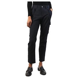 Zadig & Voltaire Pantalon cargo à rayures bleu marine - taille UK 6 Bleu